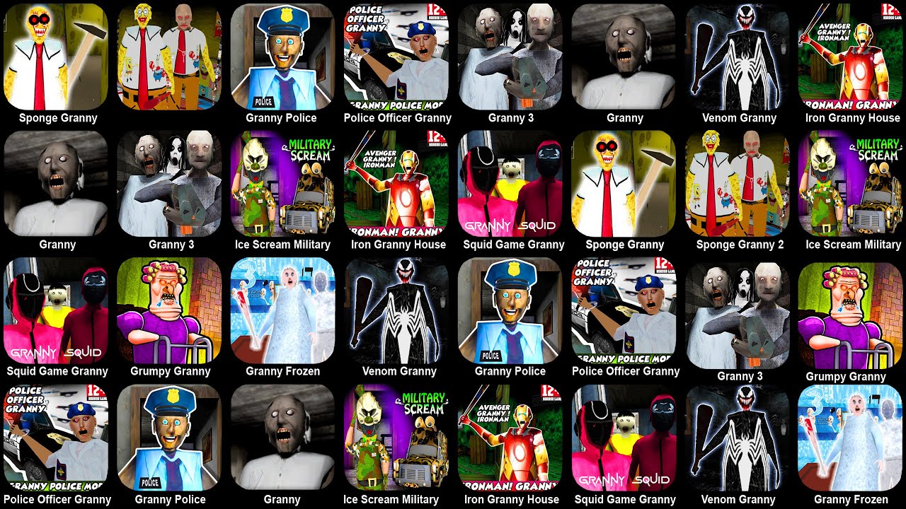 All Granny Mod - Sponge Granny, Police Granny, Police Officer Granny, Granny 3, Granny Frozen