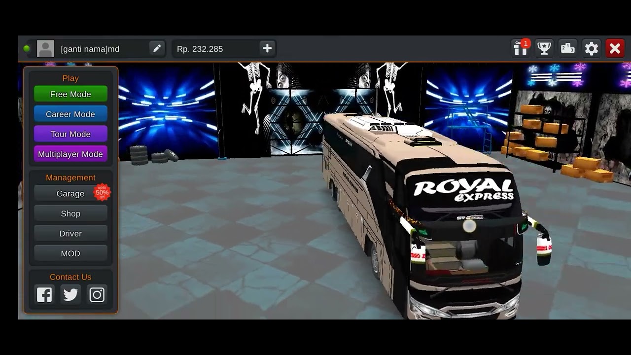 Bus simulator indonesia bd map  ll RoyAL bus skin
