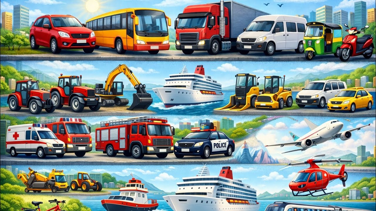 Песенка про транспортные средства от А до Я | Детские стишки о транспорте 🚗🚂🚌