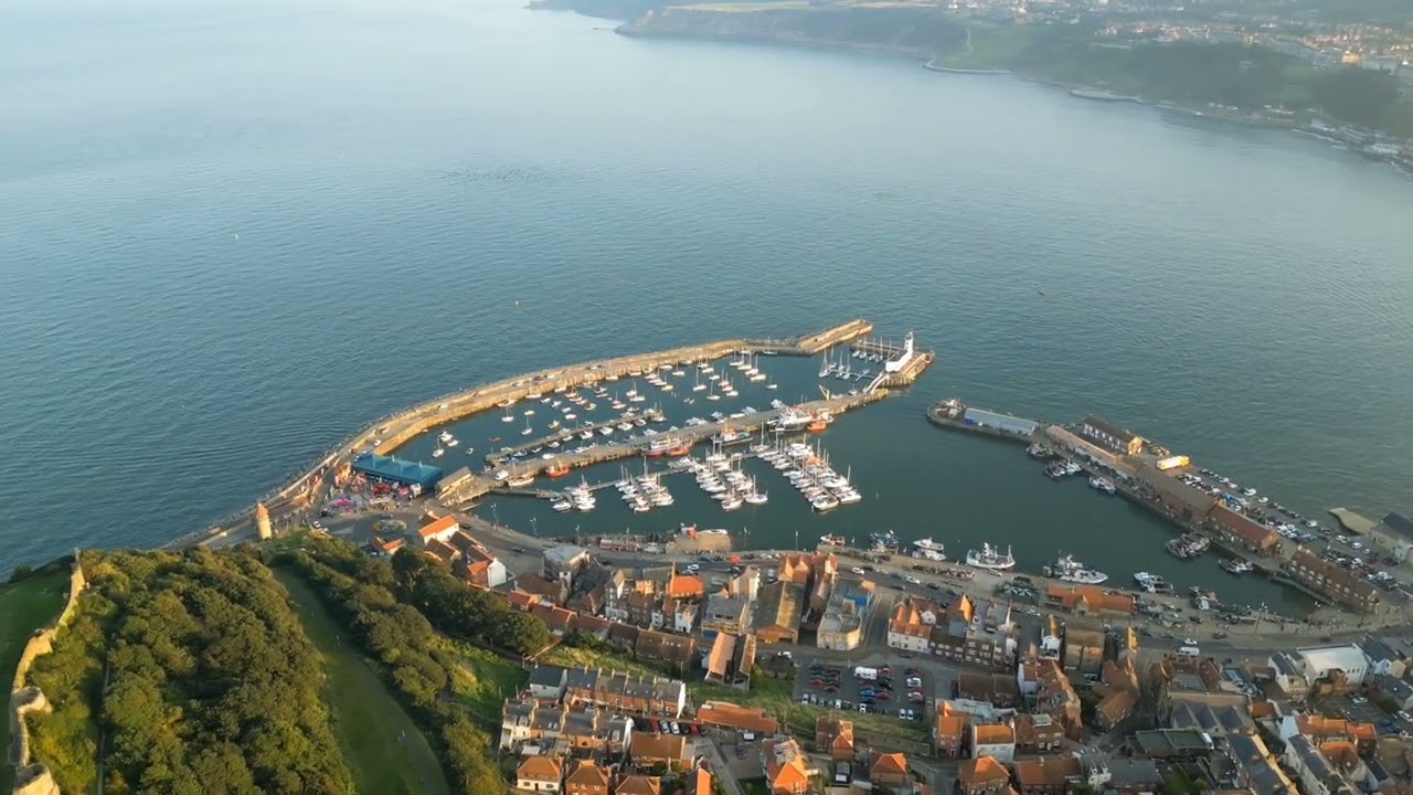 Drone Flight: Scarborough North Bay & Castle. North Yorkshire. England.