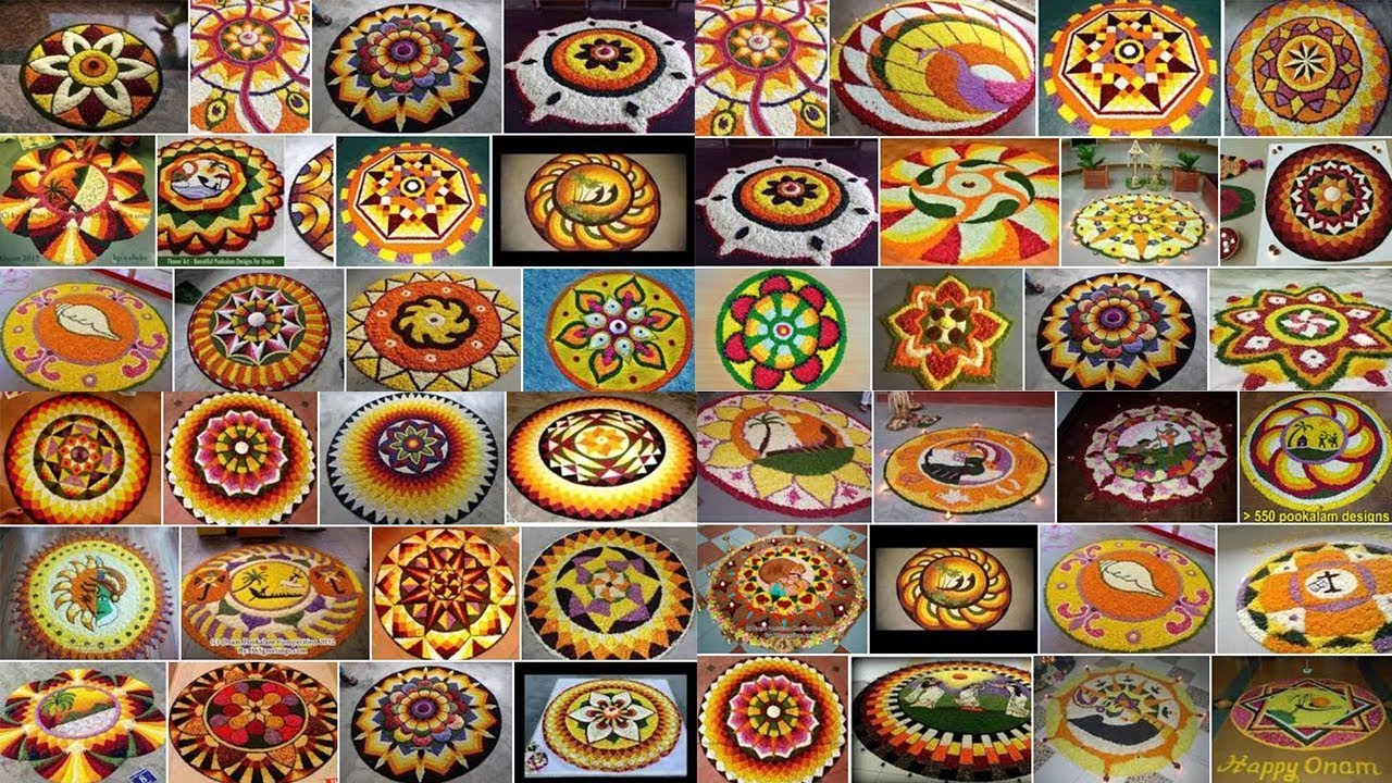 Best  Pookalam Designs from simple designs to award winning designs | Onam pookalam latest designs