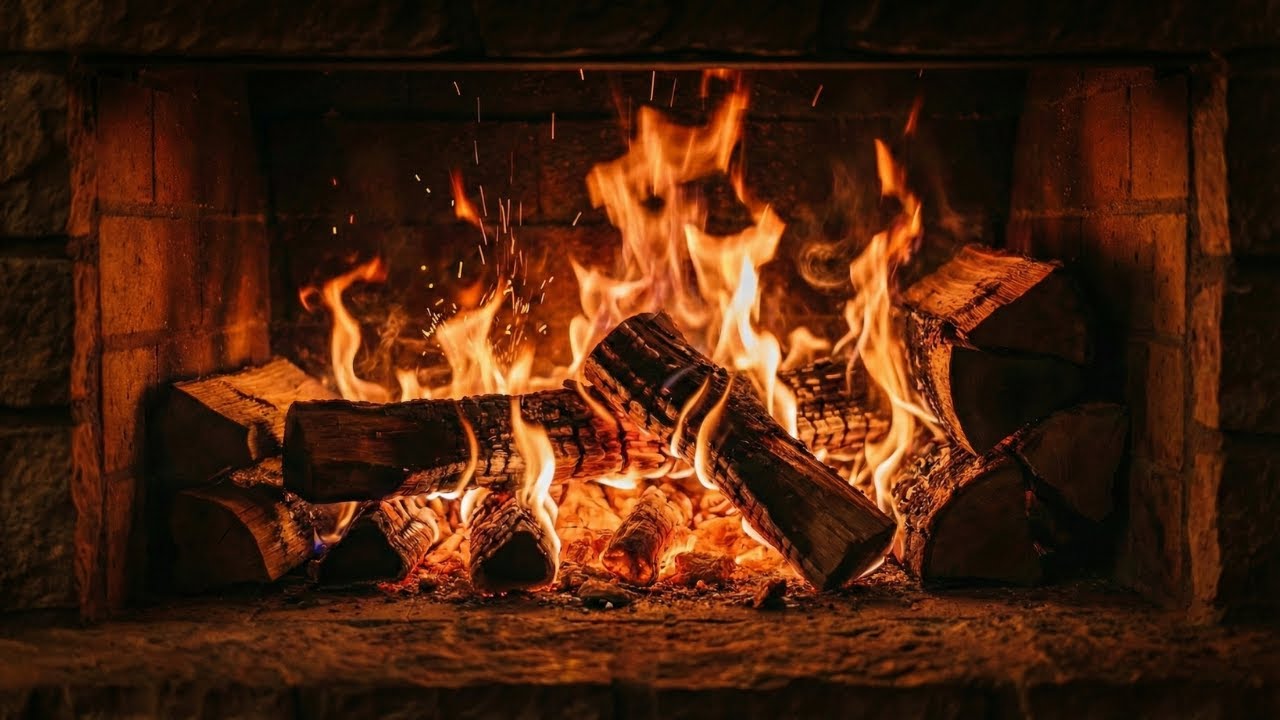 Cozy Crackling Fireplace 🔥 Burning Wood Sounds for Sleep & Relaxation (No Music)