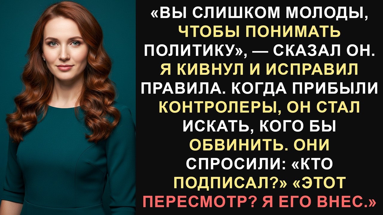 Она исправила политику, которую он игнорировал, теперь она держит ручку в руках, когда та взорвётся.