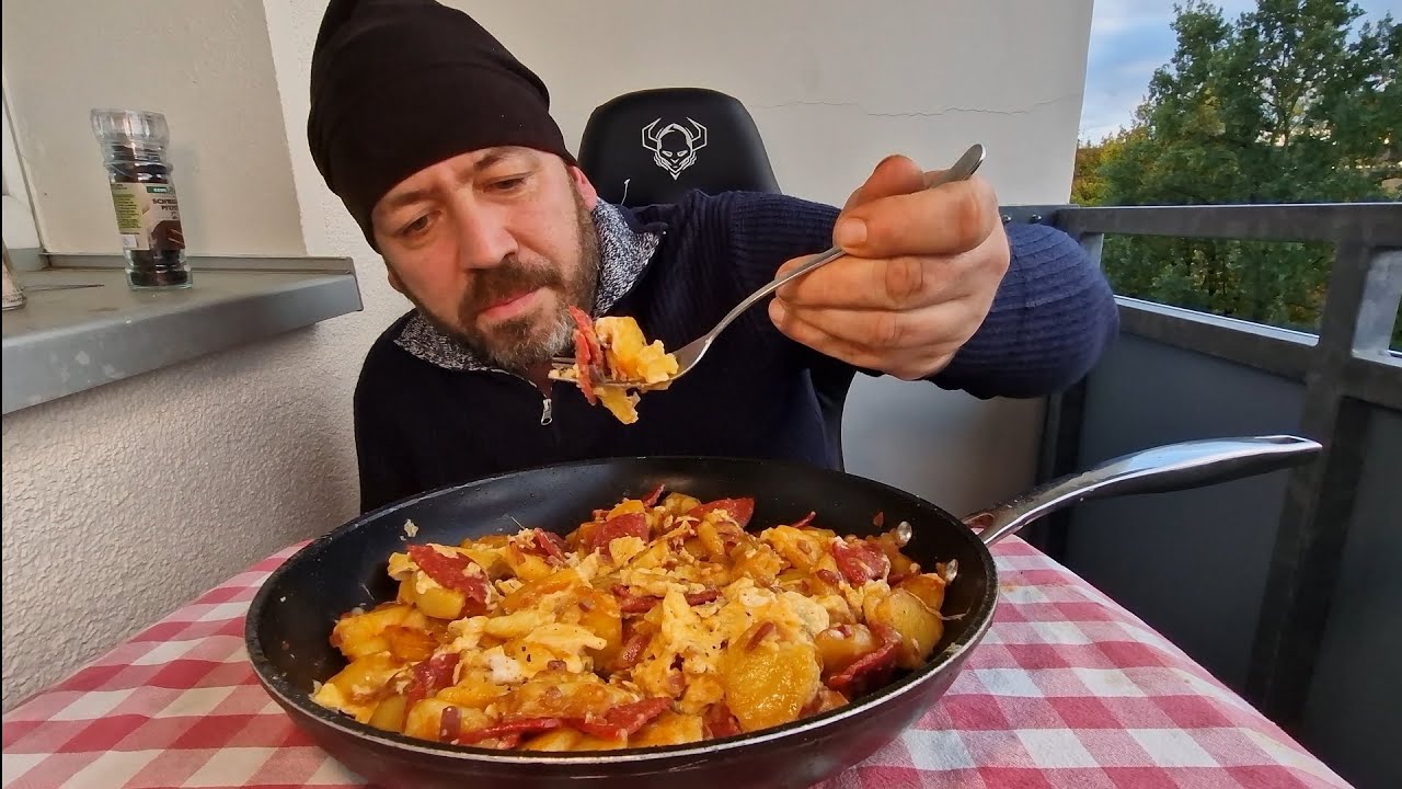 Bratkartoffeln mit Sucuk & Rührei + Ankündigung zur Cola-Mentos Bestrafung von Harry Hackfleisch