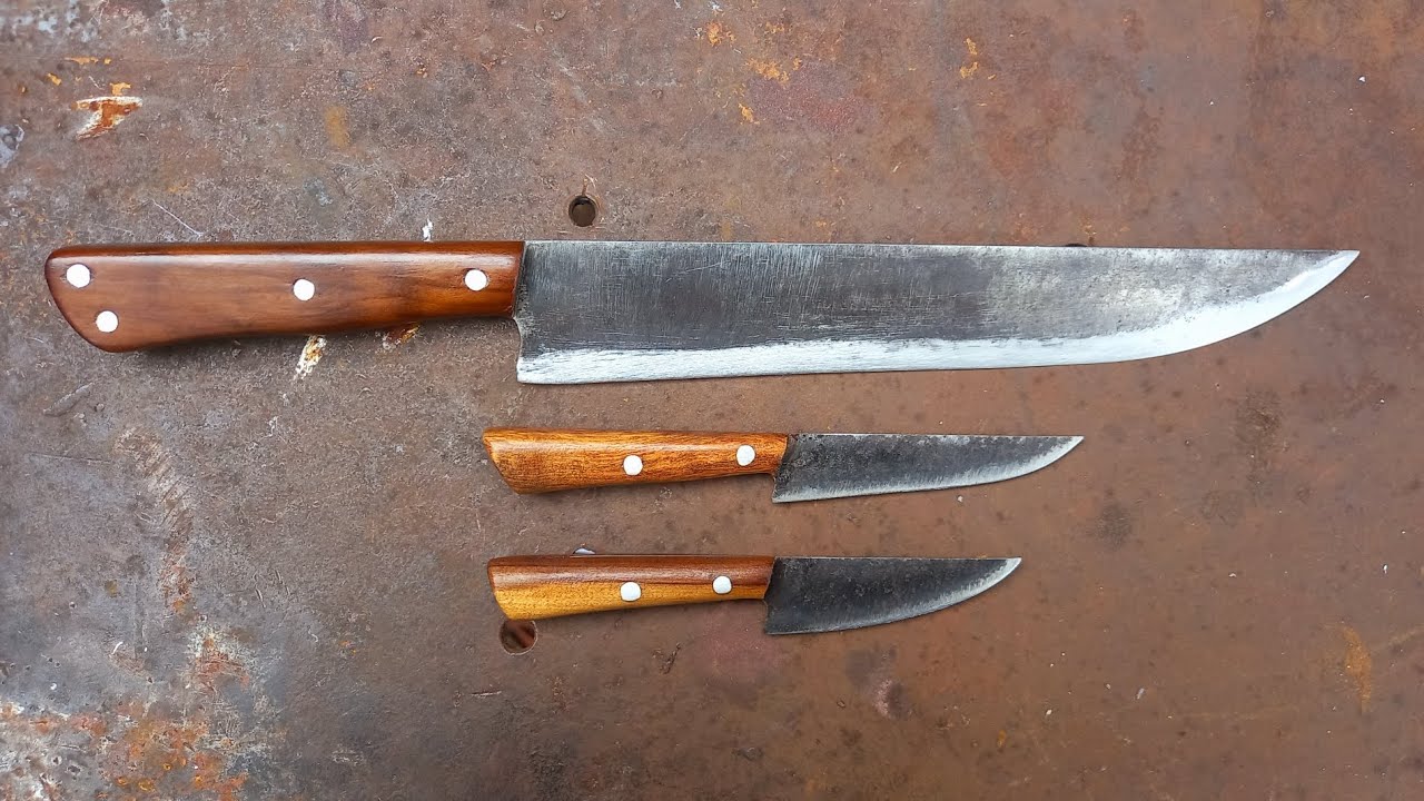 Faca Artesanal de lâmina de traçador antigo Áço Carbono 1,5mm