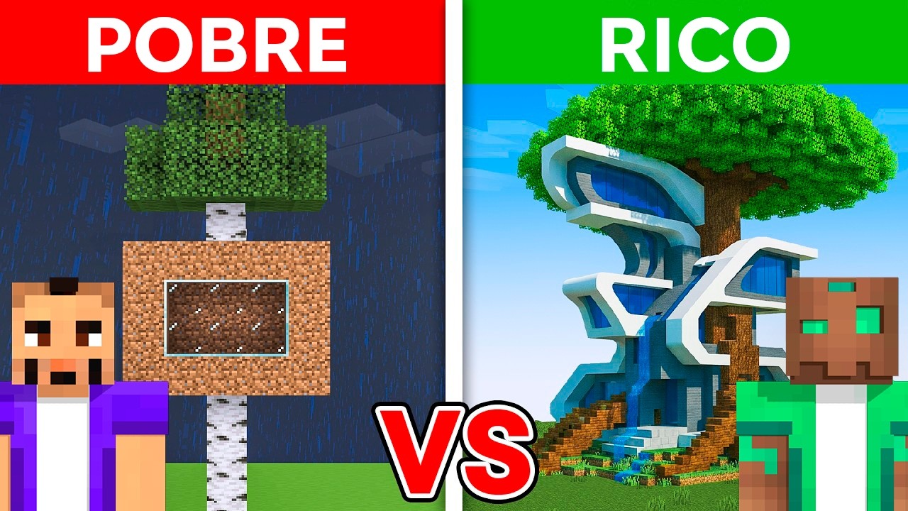 RICOS vs POBRES: Casa en el ÁRBOL en Minecraft!