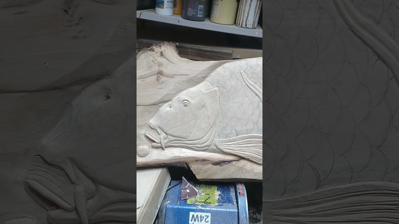 Another relief carving and carp again, really enjoyed this type of carving too😉🎣🔪#woodcarving #carp
