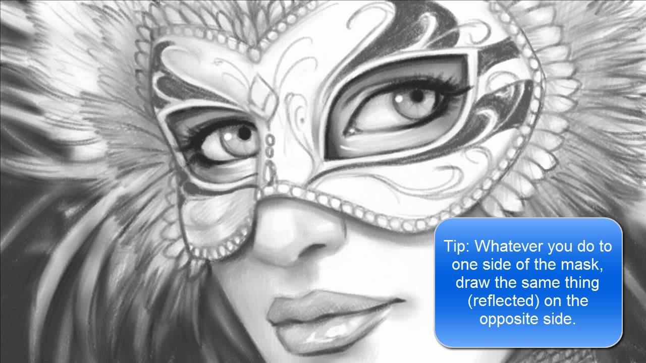 How to Draw a Face with a Mardi Gras Mask (Part 2 of 2)