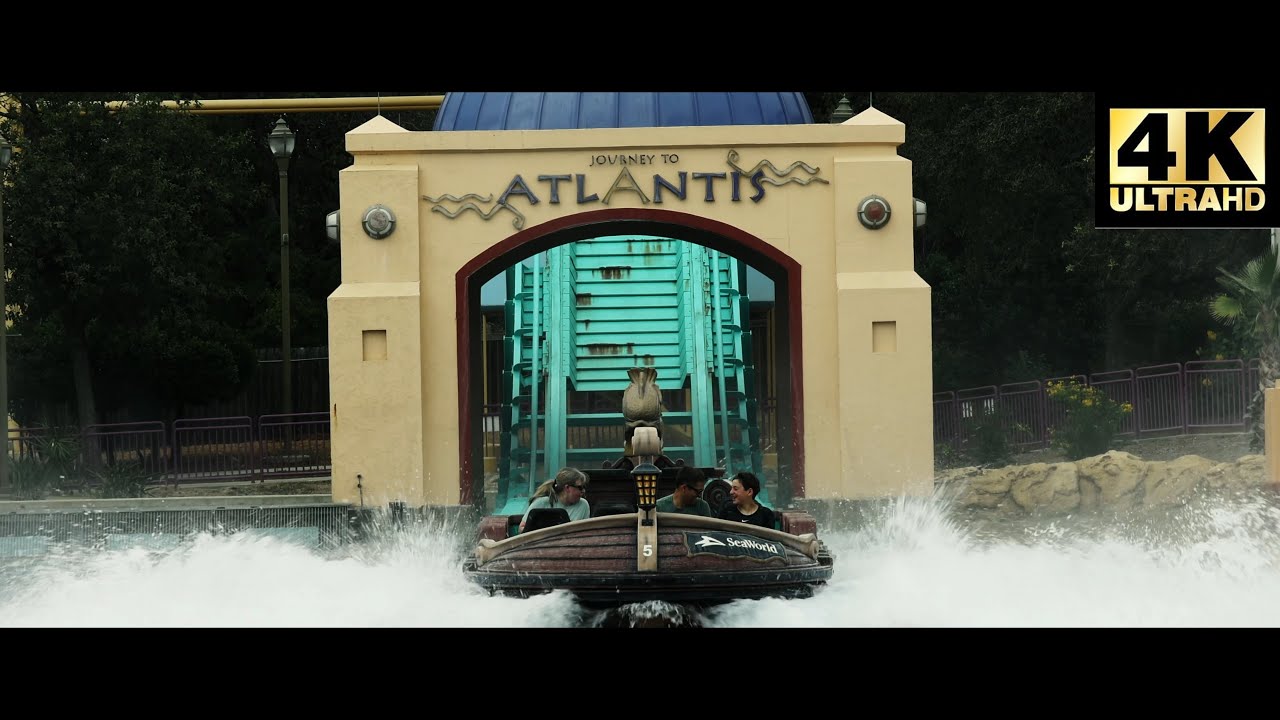 (4K) Journey To Atlantis Seaworld San Antonio Off Ride Cinematic Footage!