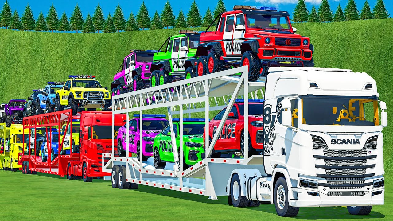 POWER SUV VS POWER PICKUPS TRANSPORT BATTLE WITH SCANIA TRUCKS! FS 25