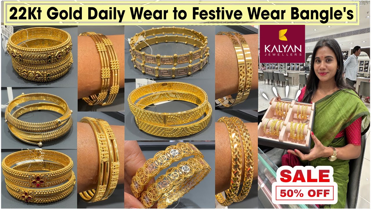 Kalyan Jewellers 22KT Gold Bangles Designs With Price💕| Lightweight Gold Bangles Designs With Price