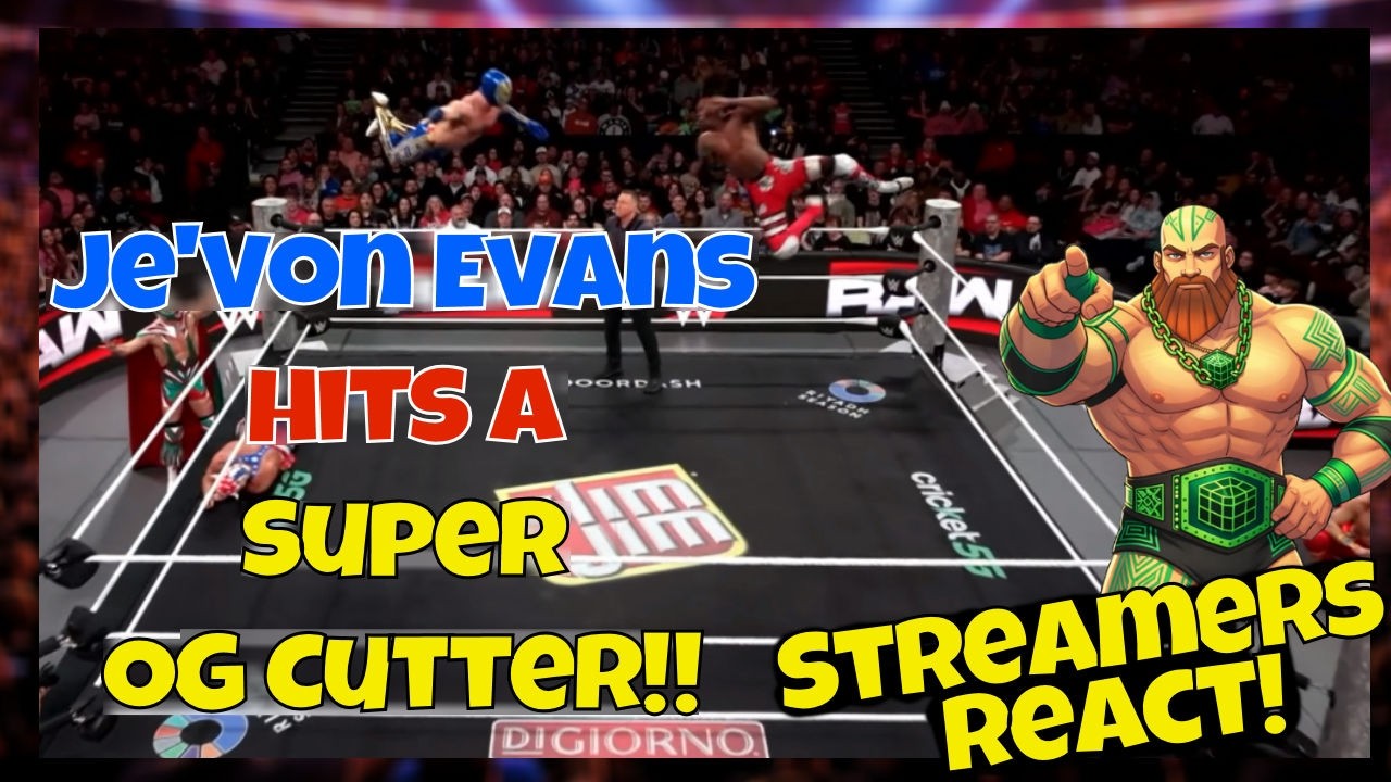 Реакция стримеров! Дже'Вон Эванс проводит супер-оригинальный каттер!! #wwe #wweraw #wrestling