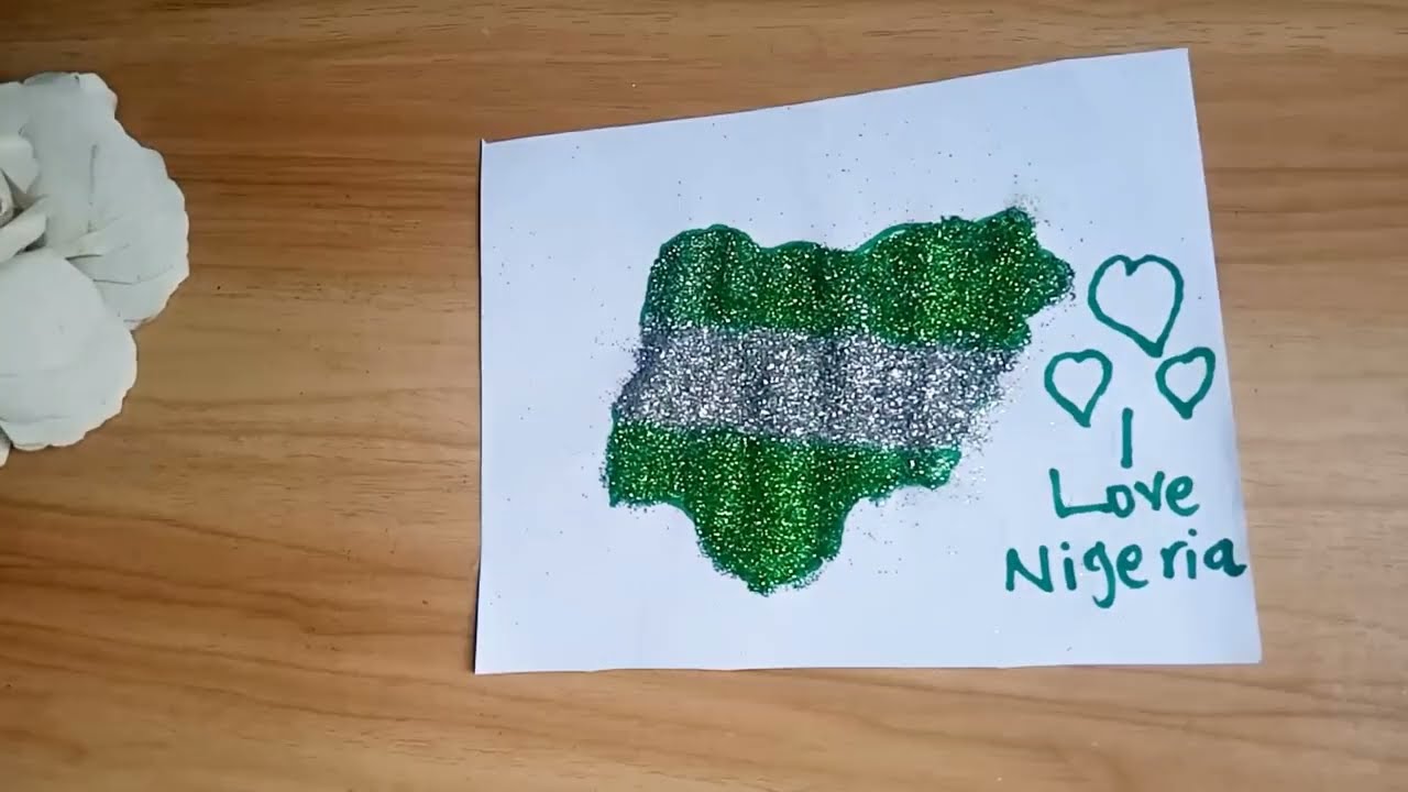 How to make Nigeria Map with glitter/How to draw National Map of Nigeria #nigeria