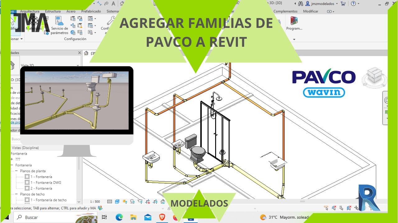 Instalación sanitaria en Revit 2024 -Curso 01- Parte 2- Agregar Familias de Pavco a Revit