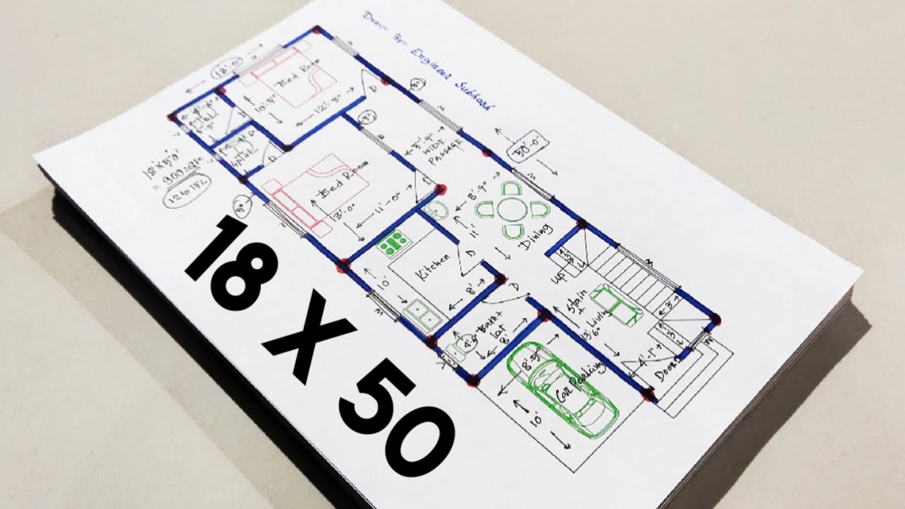 18 X 50 HOUSE PLAN II 18 X 50 GHAR KA NAKSHA II 900 SQFT HOUSE DESIGN