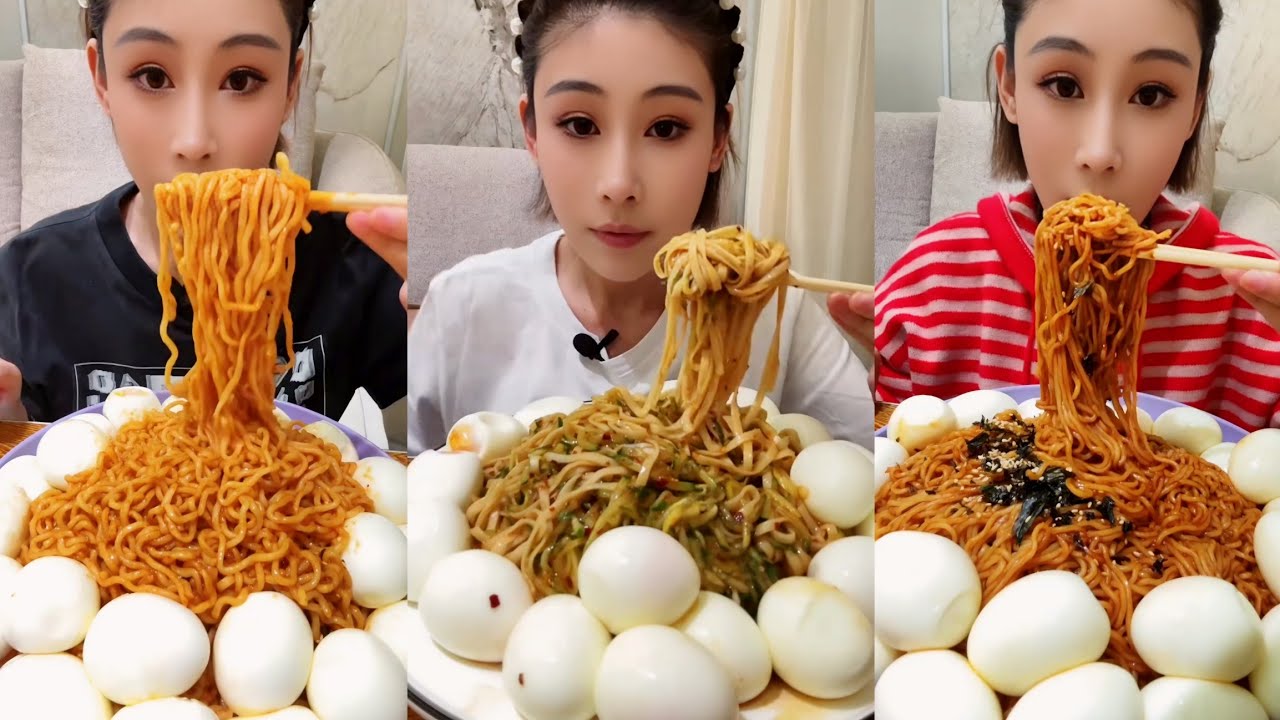 Spicy Eating Mukbang Chinese Food Noodles, Eggs🌶️ (chewy sounds) ASMR Chinese Foods 吃播 吃 Mukbang