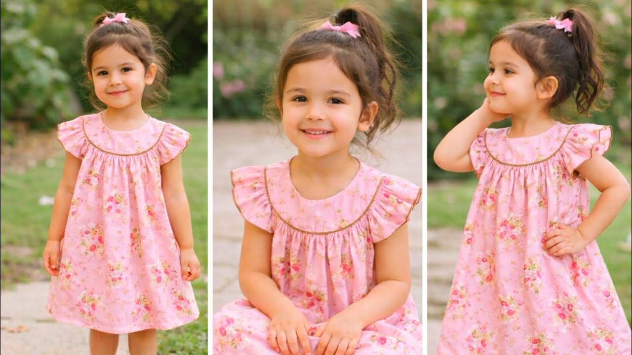 Round yoke baby frock designcutting and stitching | baby frock cutting and stitching