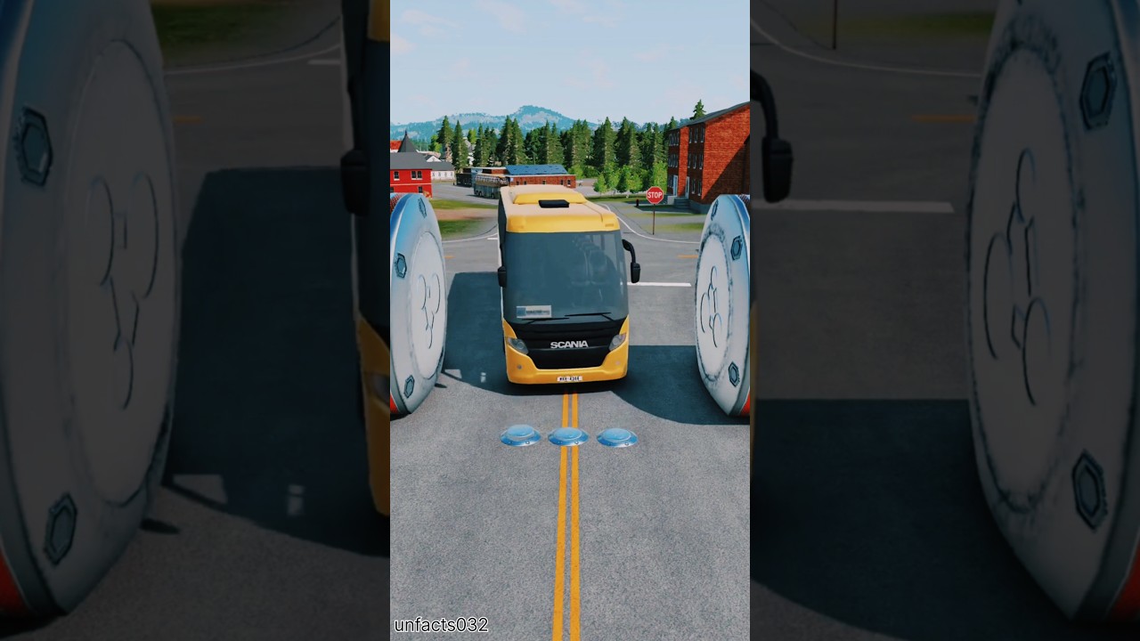Mixed Colour City Buses & Capsule Bus vs Hydraulic Crush - BeamNG.Drive 
