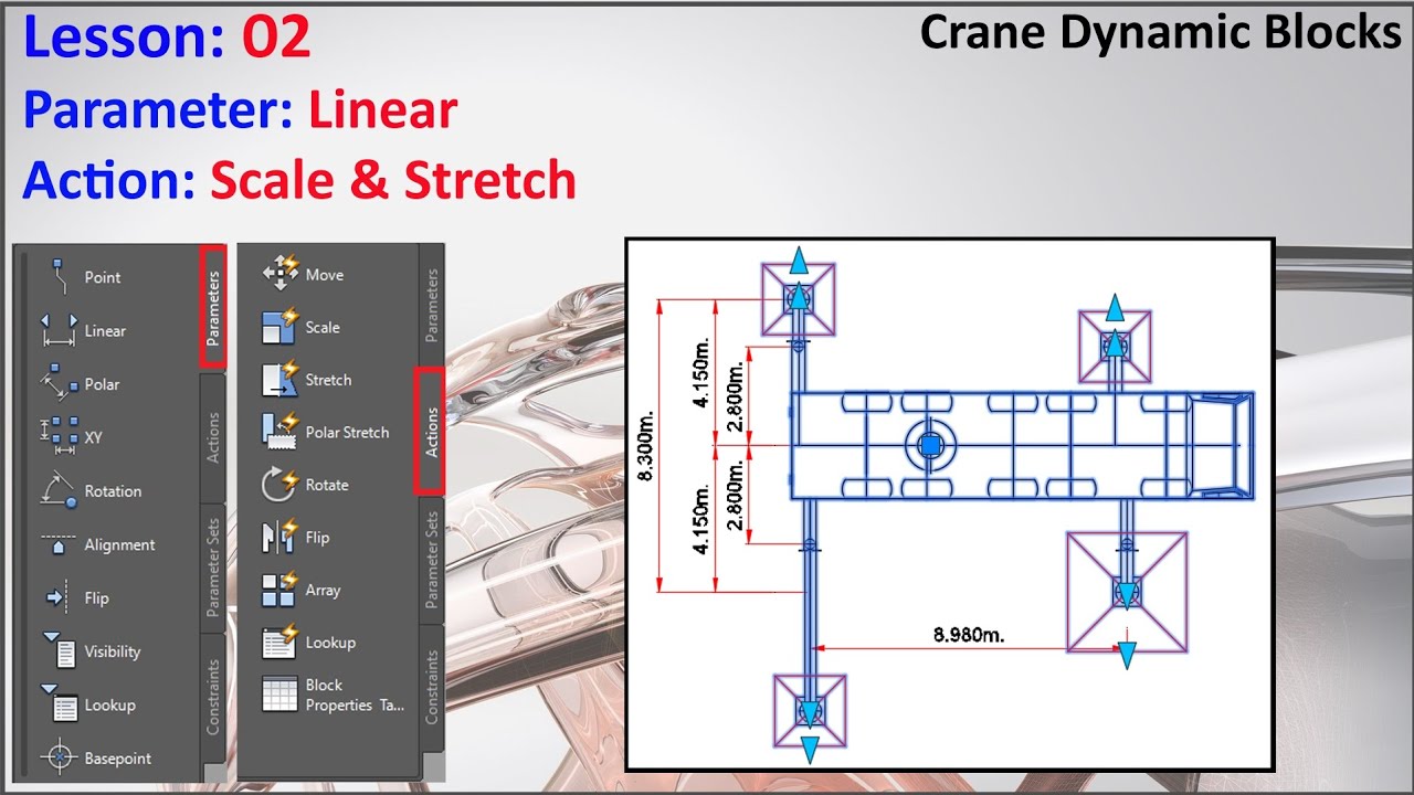 Lesson-02 How To Create Crane Dynamic Blocks (Linear,Scale & Stretch) Urdu&Hindi