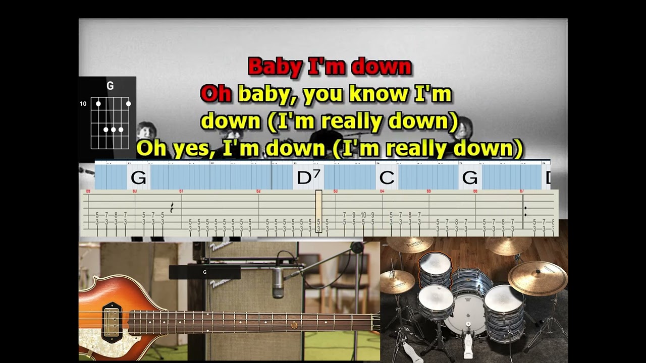 I’m Down Beatles best karaoke instrumental lyrics chords tabs version 2026