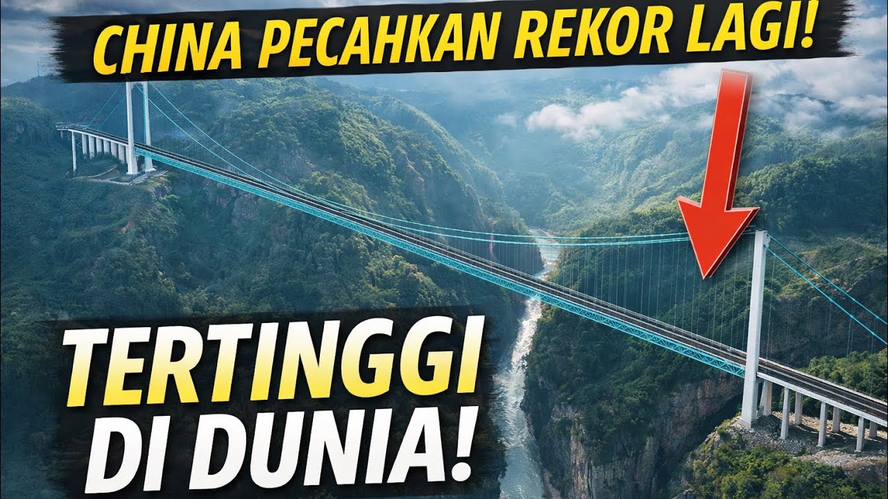 China Kembali Pecahkan Rekor Jembatan Tertinggi Dunia, Huajiang Grand Canyon Bridge