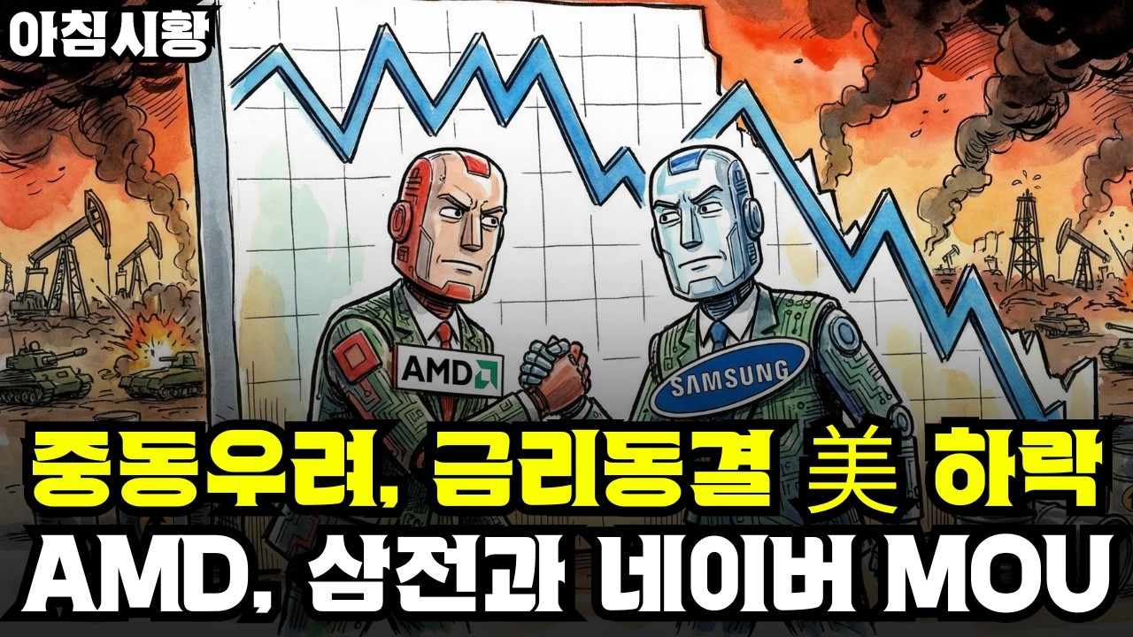 주식시황] 3/19 중동확전 우려, 금리동결, 뉴욕증시 하락 / 환율 , 유가 일제히 급등세 / AMD 리사 수, 삼성전자·네이버와 MOU