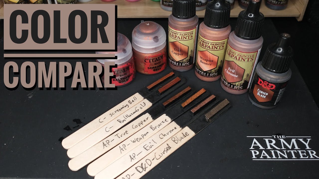 Color Compare: Bronze, Brass, and Copper Metallics from Citadel and The Army Painter