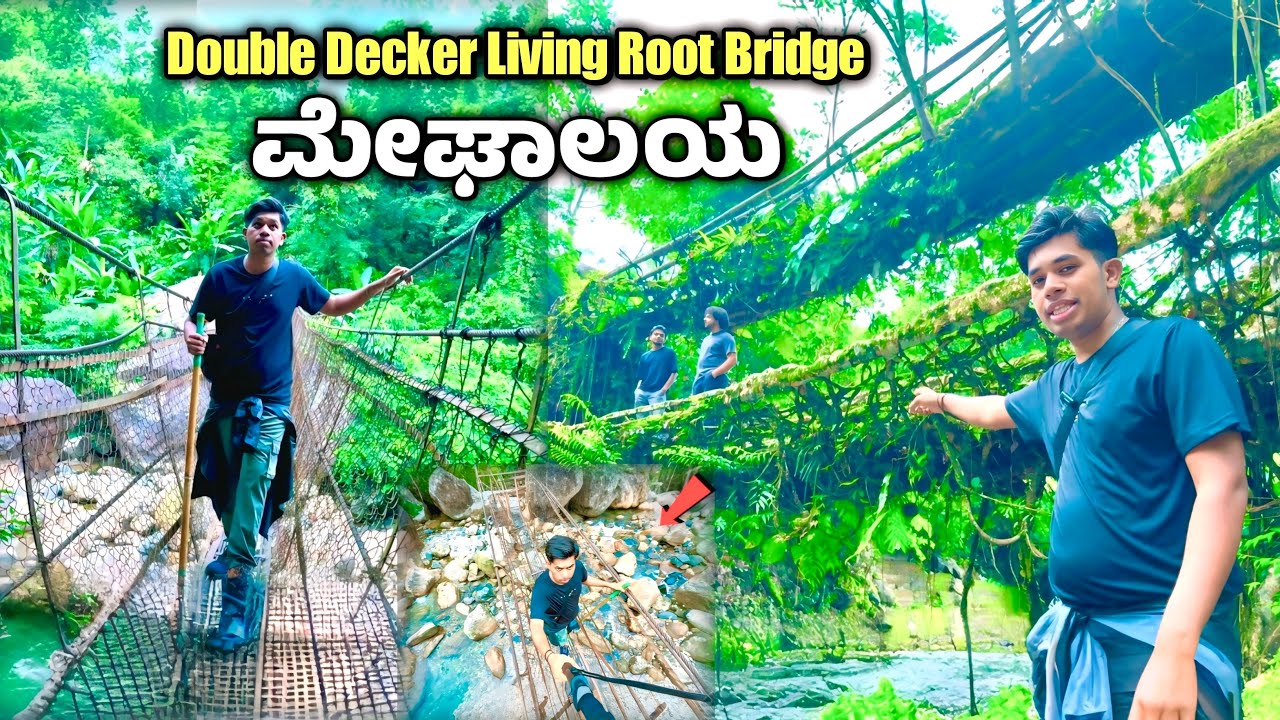 Double Decker Living Root Bridge Cherrapunji | ಮರದ ಬೇರುಗಳಿಂದ ತಯಾರಾದ ಸೇತುವೆ | Meghalaya 2025