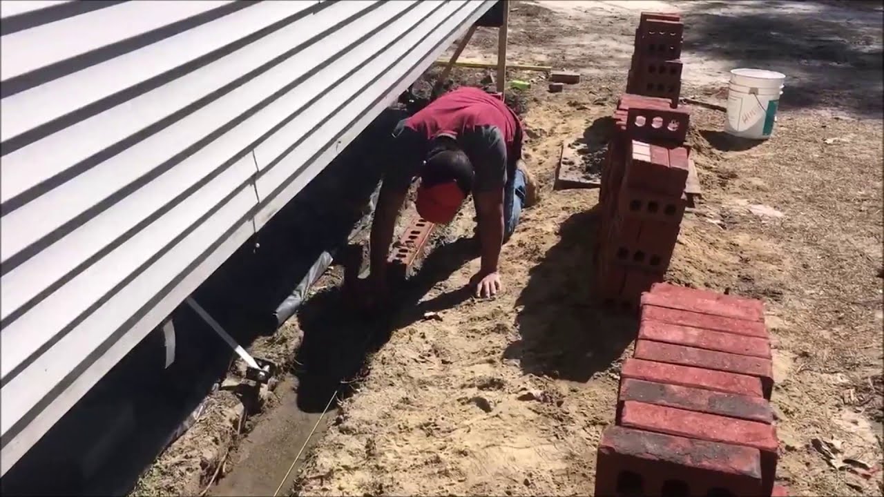Building a Brick Foundation underneath the Mobile Home!