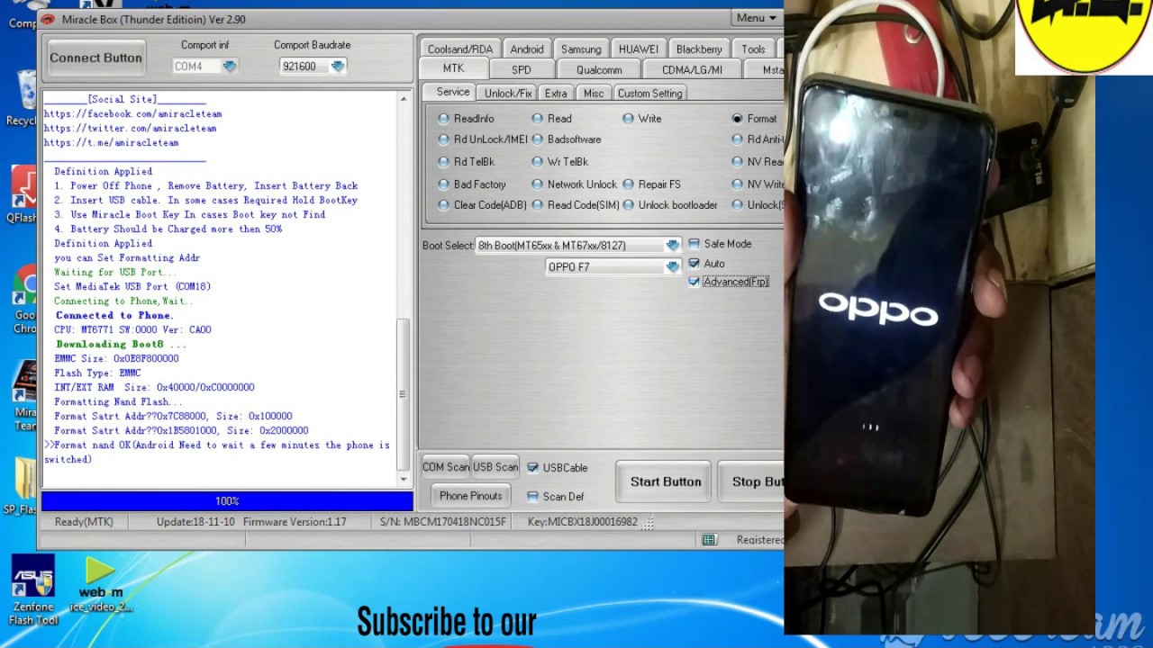 How to Unlock Oppo F7 Remove FRP, Gmail, Unlock Pattern / Oppo F7 Unlock By Miracle Box 2.89