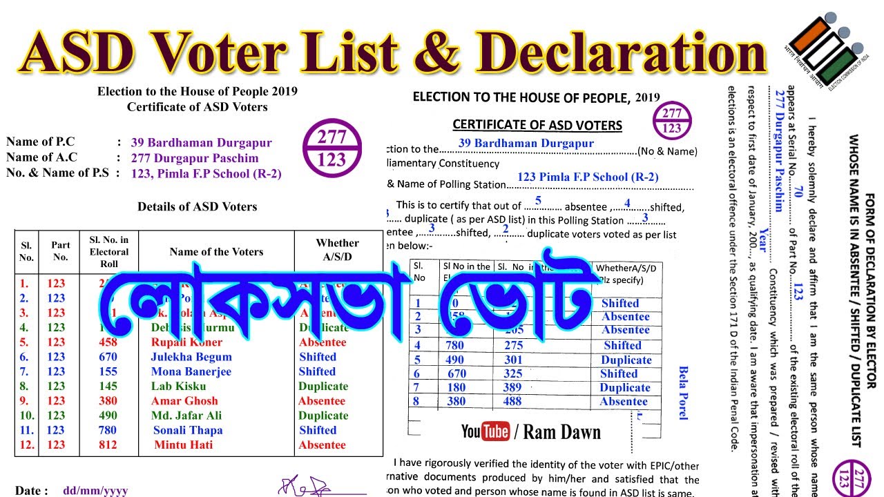 ASD Voter List & ASD Voters declaration fill up process : Loksabha Vote