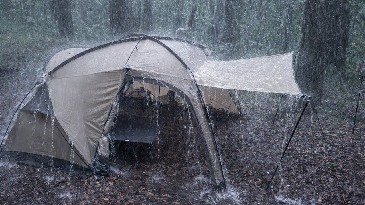 CAMPING IN THE HEAVY RAIN‼️ RELAXING CAMPING IN THE RAIN - ASMR