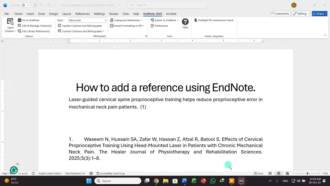 Как добавлять ссылки с помощью EndNote 2025