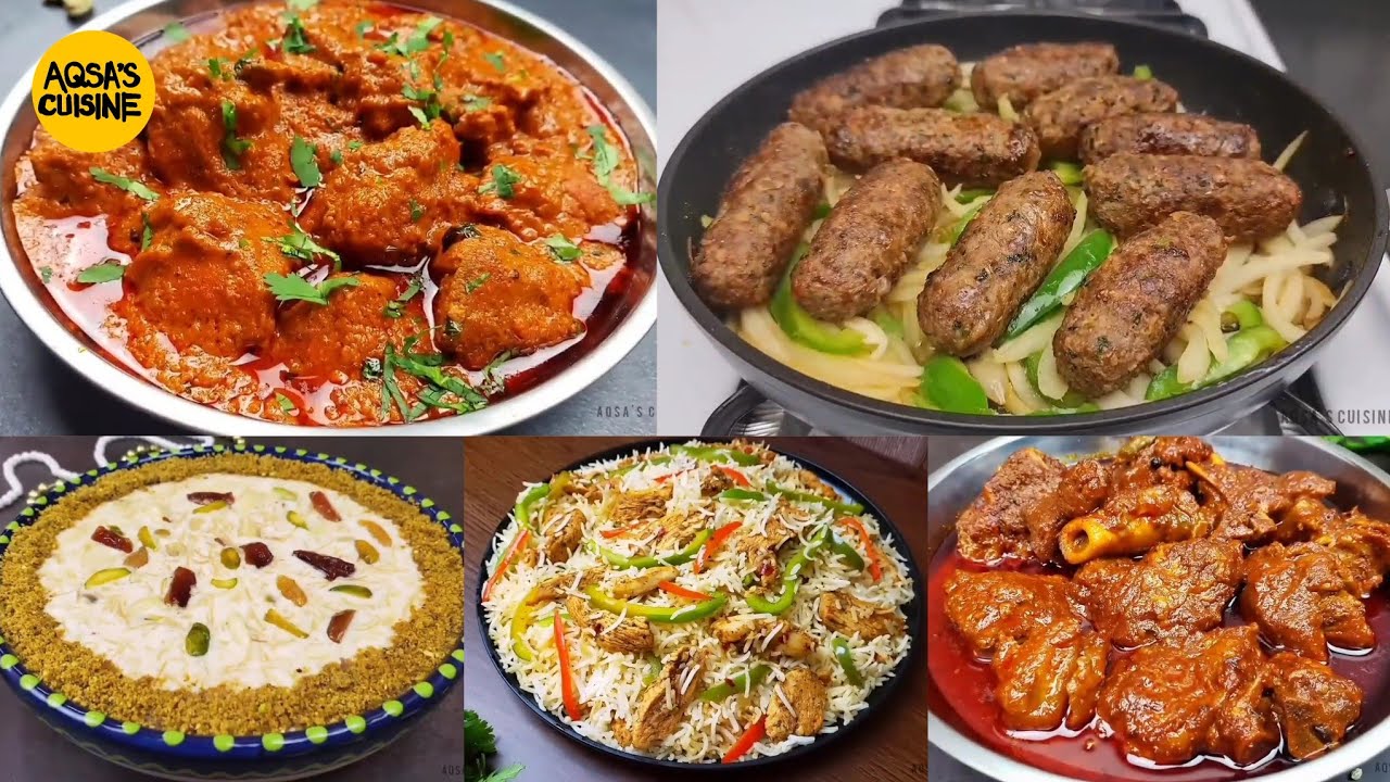 Меню Ид Дават от Aqsa's Cuisine, Кебаб из говядины, Курица Ангара, Шир Хурма, Баранина Роган Джош...