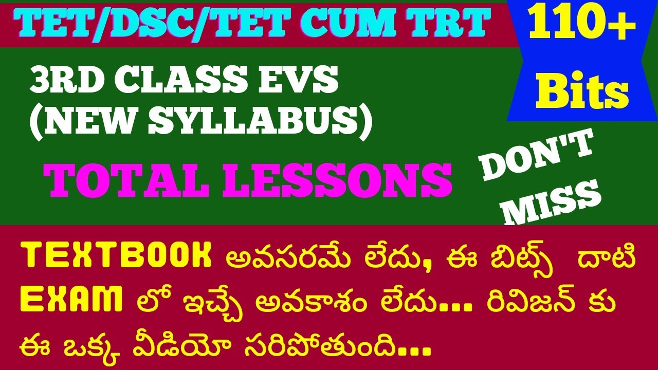 3rd Class EVS Total Lessons Bits in Telugu 3rd class evs practice bits in Telugu
