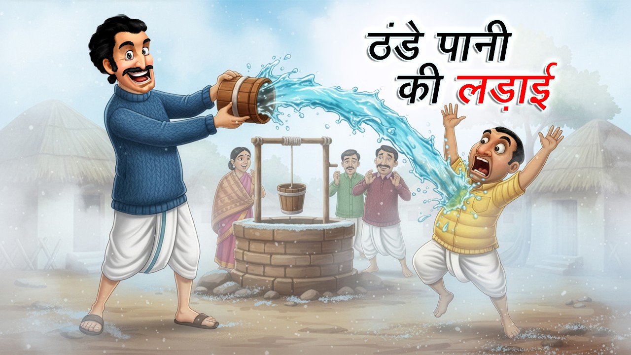 ठंडे पानी की लड़ाई | Cold Water Fight | Winter Comedy Story | Hindi Animated Kahani