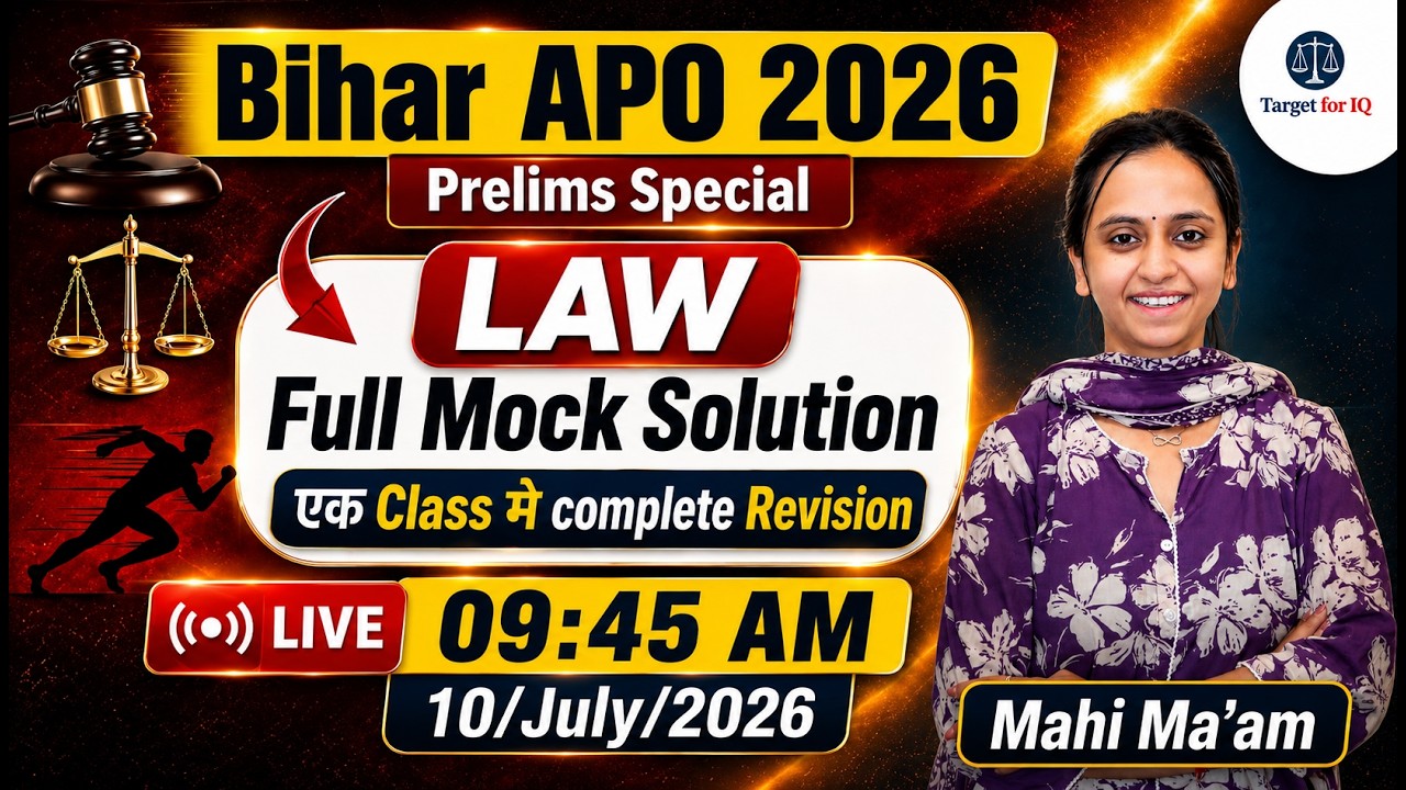 Bihar APO 2026 Prelims Special | LAW Full Mock Solution-02 | Complete Revision Class by Mahi Ma'am