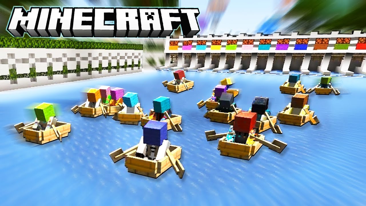 100 PLAYER Boat Race in MINECRAFT!