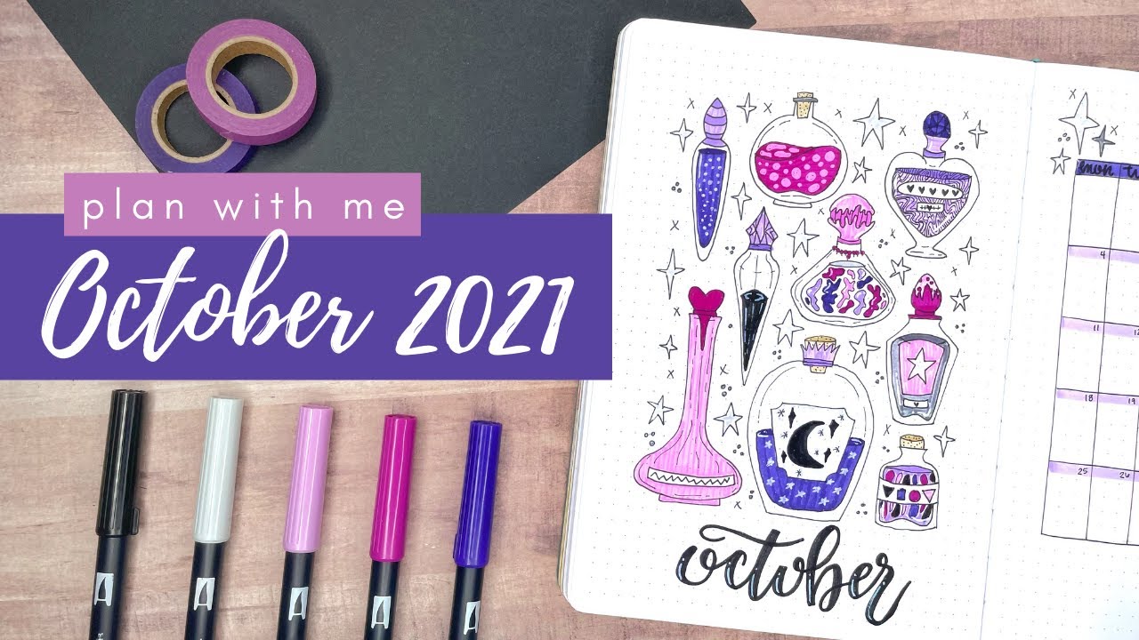Plan With Me | October 2021 | Bullet Journal Setup | Archer & Olive | Tombow Dual Brush Pens