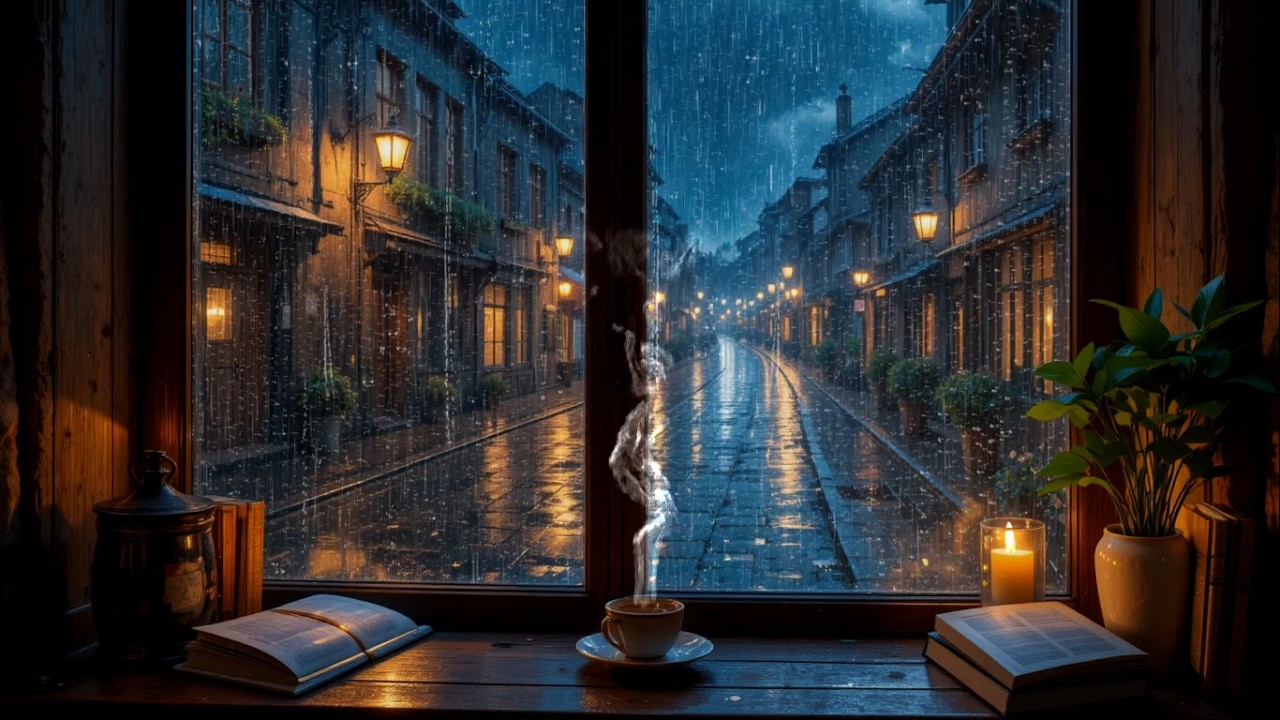 Embers of Candlelight and a Quiet Cup | Rainfall at Night for Deep, Undisturbed Sleep 🌙