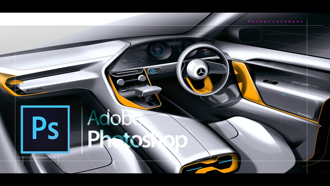 Photoshop: CAR INTERIOR SKETCHING TUTORIAL.
