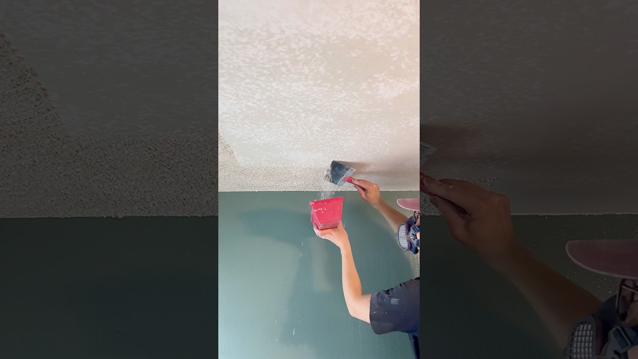 A quick tutorial for removing asbestos free popcorn ceilings and creating smooth ceilings!