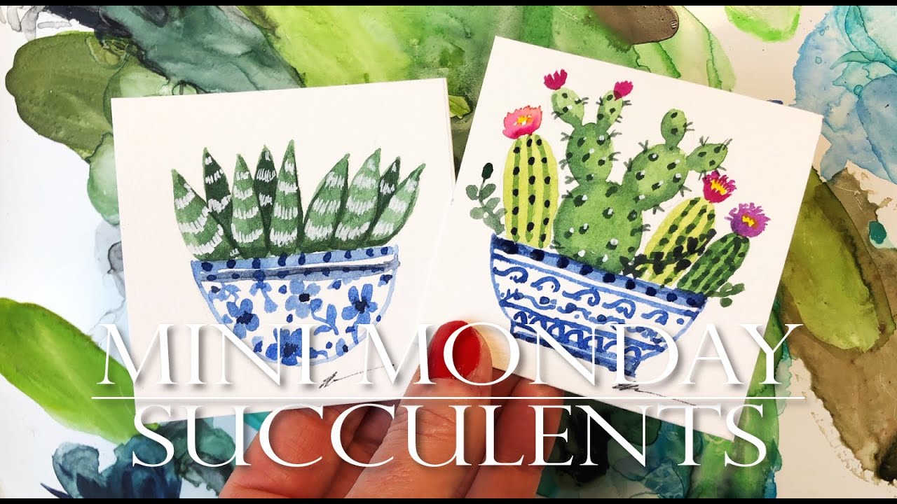 Watercolor Painting Ideas for Beginners /Succulents/Mini Monday Madness #14/ Cactus and Aloe Plant