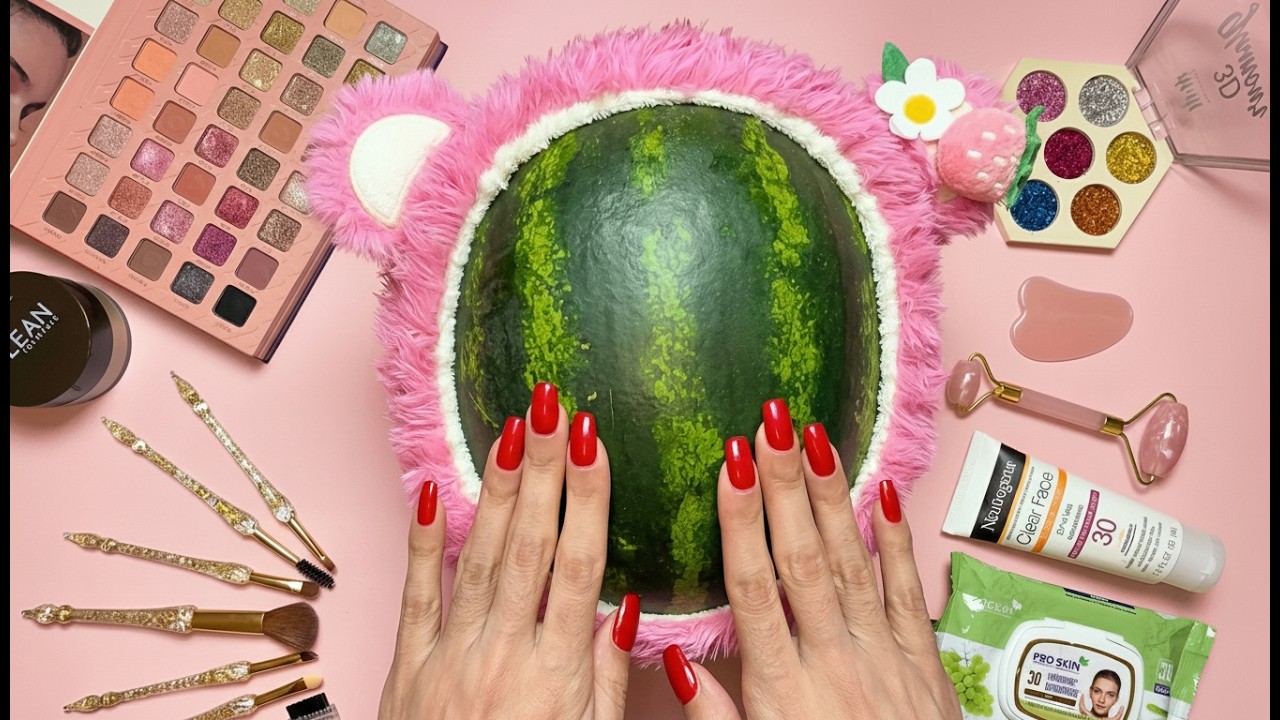 ASMR Makeup on Watermelon 🍉 ( No Talking)
