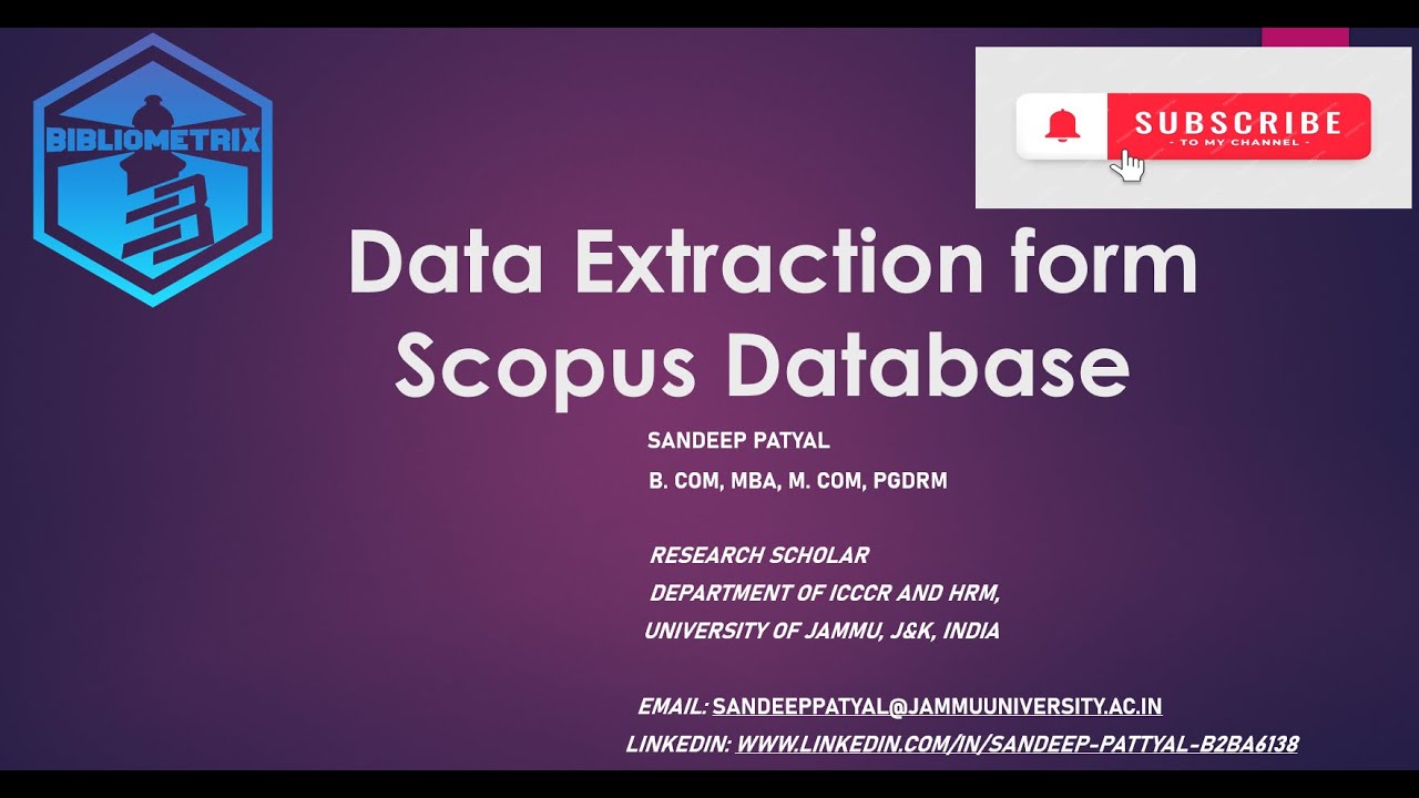 Extraction of Dataset from Scopus Database || @SandeepPatyalS.P