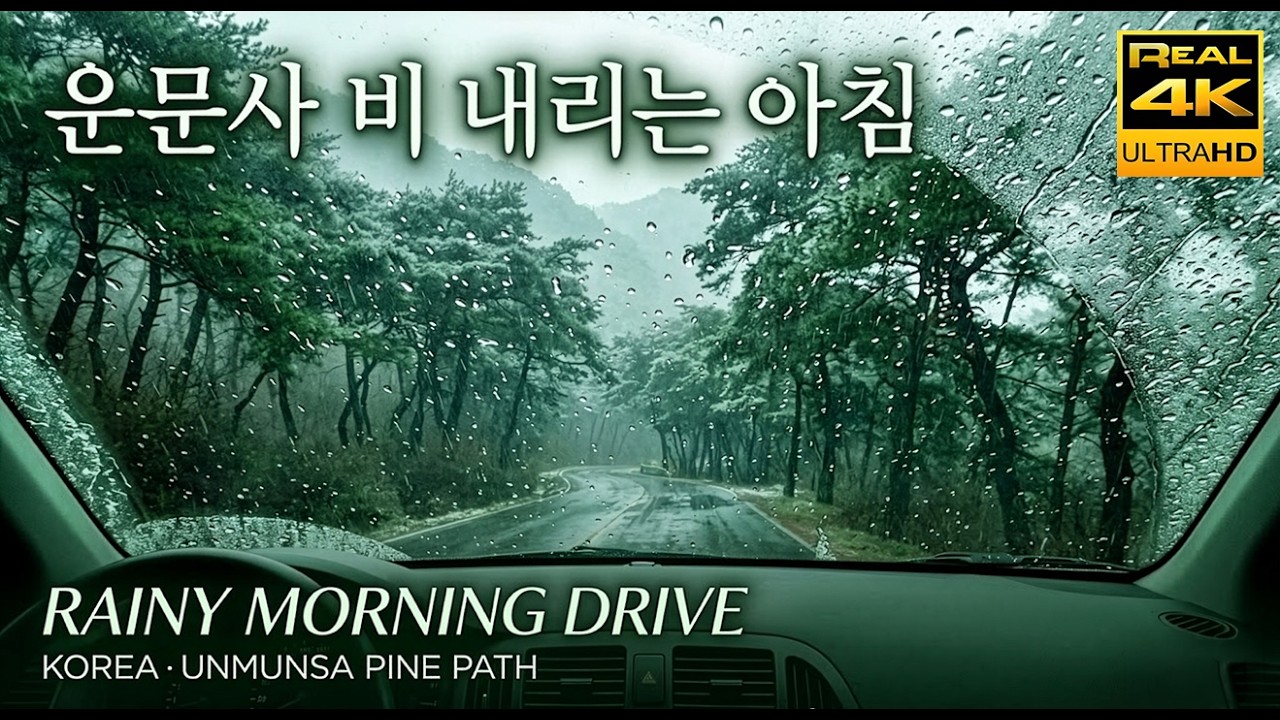 [4K] Jazz Drive in the Rain | From Cheongdo-eup to Unmunsa Temple 🎷🌧️🏎️
