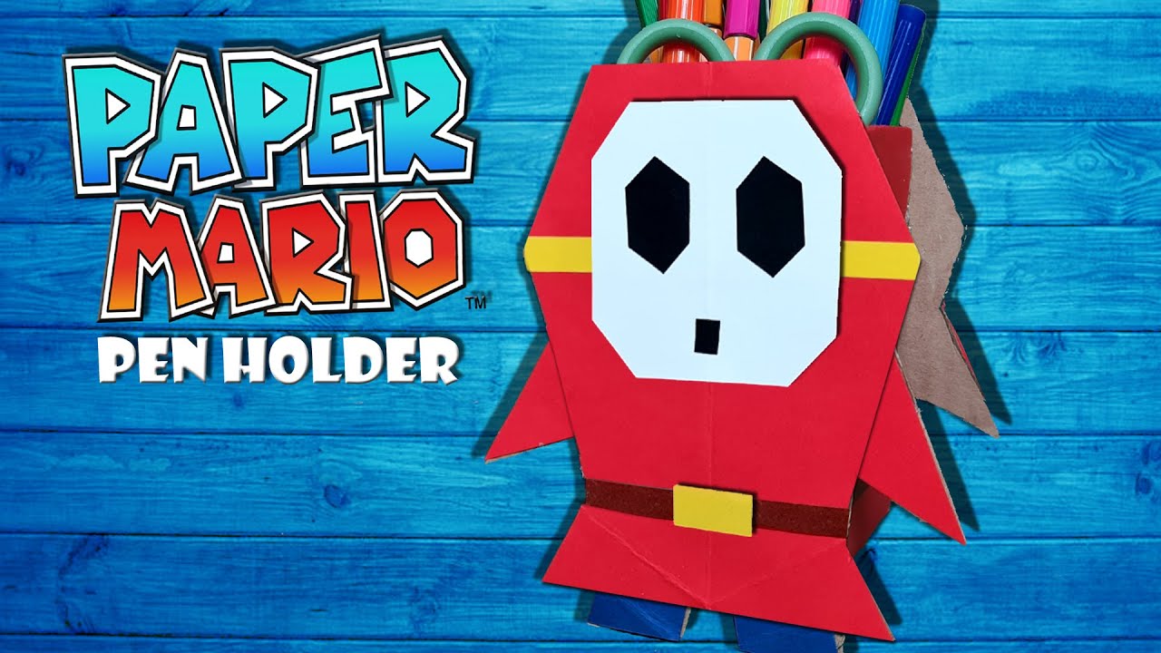 Shy Guy Stiftehalter basteln Paper Mario - shy guy pen holder paper mario the origami king DIY [4K]