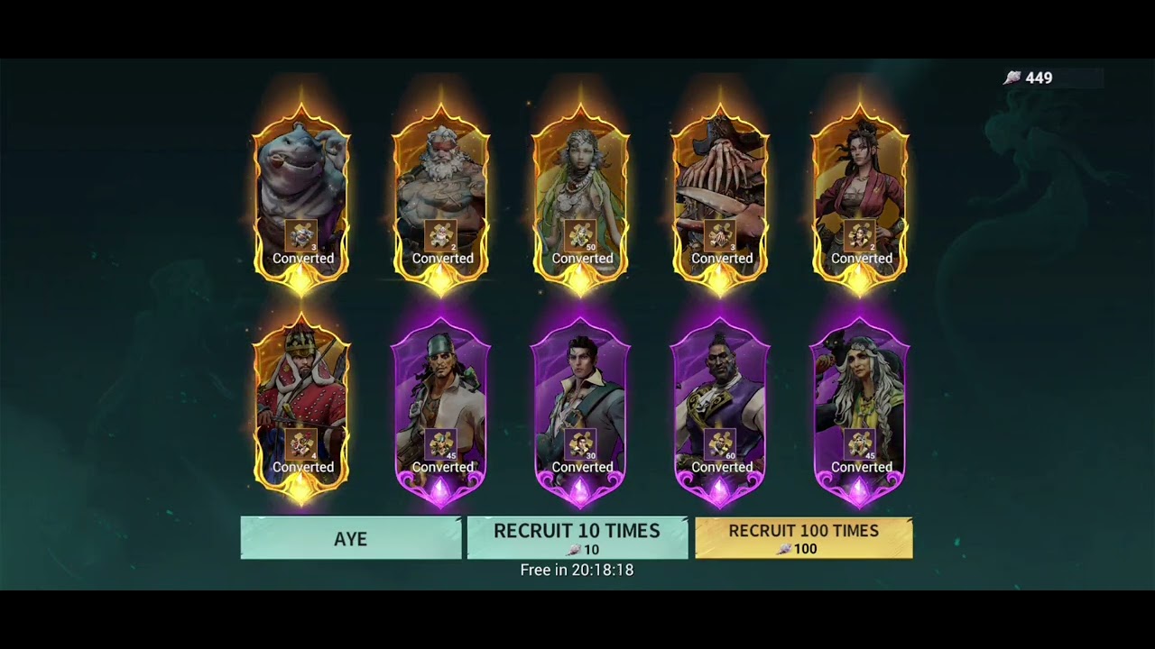 Buring 1100 conches to level Heros. - Sea of Conquest - SOC - 