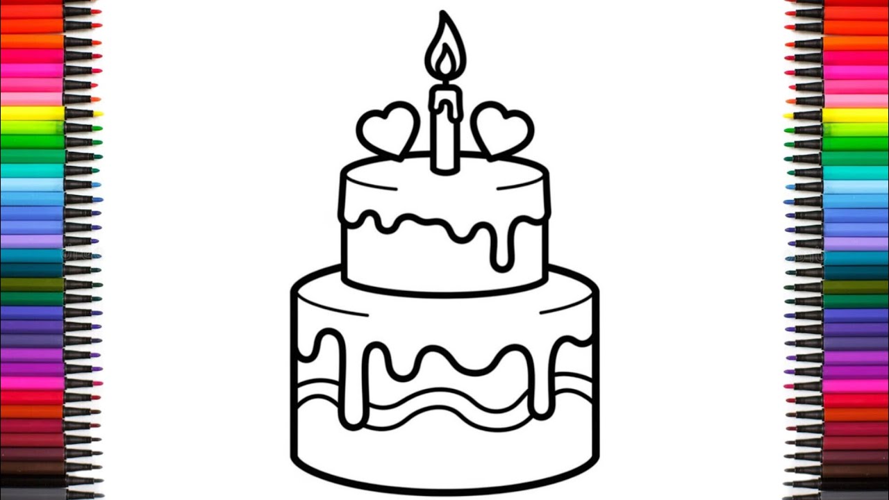 Cake Drawing for Kids Easy and Cute | How to Draw a Birthday Cake 🎂| 