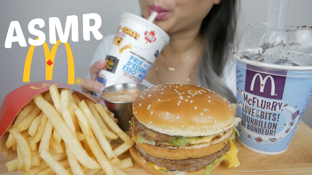 ASMR McDonald's Big Mac Meal with Oreo McFlurry *NO Talking Eating Sound | N.E Let's Eat